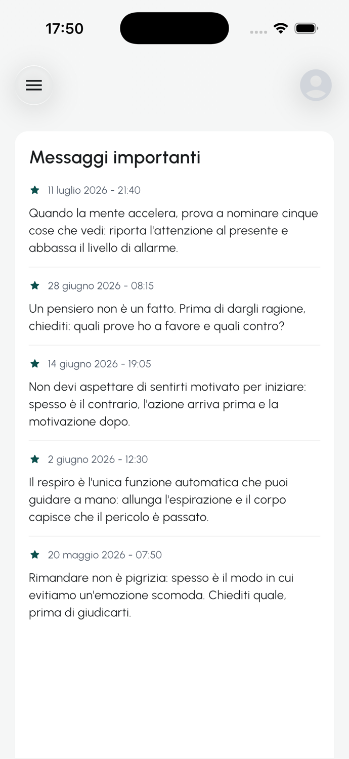 Schermata dell'app psAico: elenco